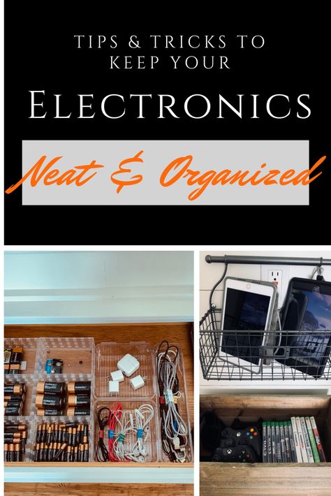 This article contains great tips & tricks teaching you how to keep your electronics neat & organized. Ideas for your cables, chargers, batteries, headphones, I-pads, laptops, controllers, and video games. Space Games For Kids, Organized Ideas, Electronics Organization Storage, Learn Robotics, New Electronic Gadgets, Tech Organization, Electronics Storage, Organizing Wires, Kids Electronics