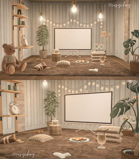 chey. 🍂 on Twitter: "a cosy movie room 📽🤎 #ACNH #AnimalCrossing #AnimalCrossingNewHorizions… " Animal Crossing House Ideas Interior, Acnh Room Design, Acnh Cottagecore House, Acnh Gaming Room, Cottagecore Interior, Animal Crossing Designs, Acnh Cottagecore, Animal Crossing Funny, Animal Crossing Guide