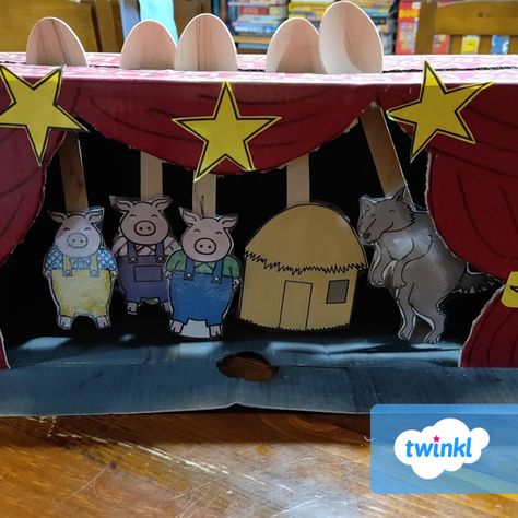 Preschool Transitions, Box Theatre, Fairy Tale Crafts, Tuff Spot, Continuous Provision, Story Tale, The Three Little Pigs, Small Theatre, Kids Theater