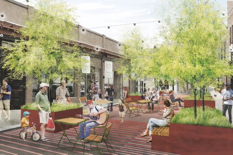 Birch Street pedestrian plaza latest Boston street closure—but not the last - Curbed Boston Street Activation, Landscape Rendering, Bjarke Ingels, Architectural Competition, Australian Landscape, Public Realm, Architecture Magazines, Architecture Awards, Architectural Visualization