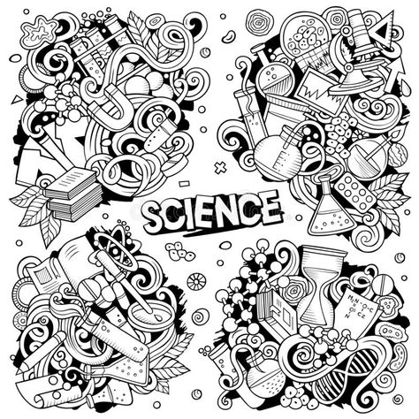 Cute Science Doodles, Science Doodle Art, Doodle Science, National Science Day, Science Drawing, Science Cartoons, Science Doodles, Doddle Art, Science Icons