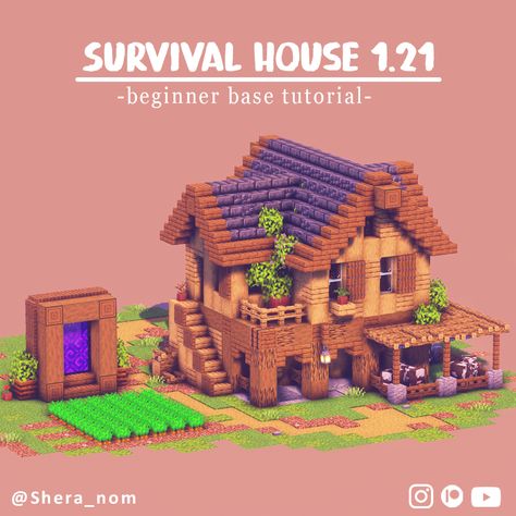 Hey there! Here is a cozy Survival house for beginners! Build downloads are available for supporters on Patreon Minecraft Tannery House, Base Layout Minecraft, Beginner Minecraft House, Minecraft Beginner House, Minecraft Houses Blueprints Step By Step, House For Minecraft, Minecraft Starter Base, Minecraft Survival House, Minecraft Island