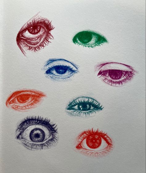 Eye Sketch Color Pencil, Nose Drawing Colour, Realistic Drawings Of Eyes, Beginner Colored Pencil Drawing Ideas, Eye Drawing Colored Pencil, Eye Drawing Colored, Eye Colored Pencil, Colour Pencil Drawing Easy, Pencil Colours Art Drawings