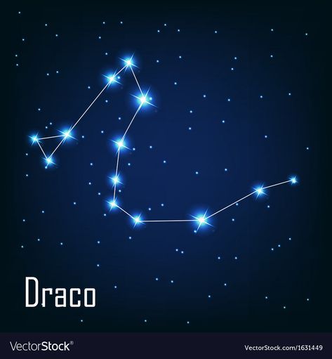 Draco Constellation Art, Draco Star Constellation, Draco Constellation Tattoo, Draco Tattoos, Constalation Stars, Names Of Constellations, Constellation Draco, Night Sky Vector, Draco Constellation