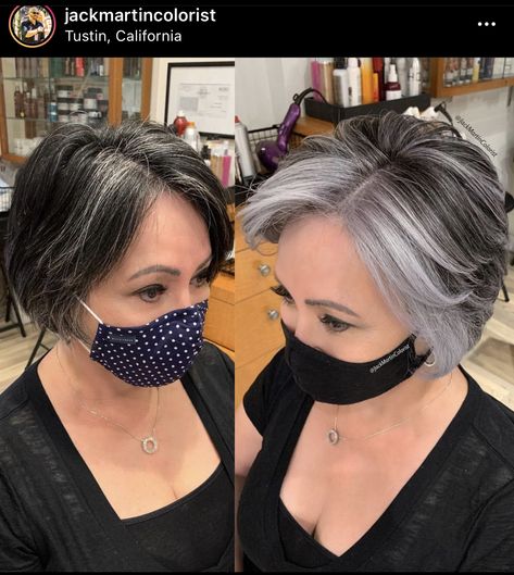 Grey Hair Transformation, Short Silver Hair, Grey Hair Inspiration, Gray Hair Cuts, Grey Hair Styles For Women, Transition To Gray Hair, Blending Gray Hair, Gray Hair Highlights, Long Gray Hair