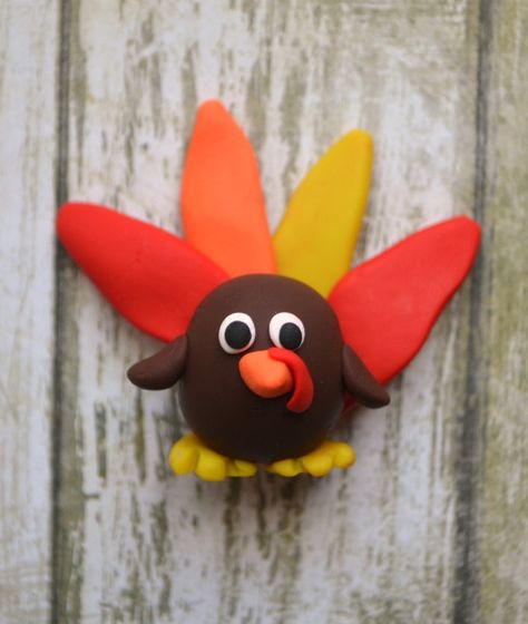 Clay Turkey For Kids, Air Dry Clay Turkey, Clay Thanksgiving Crafts, Clay Ideas For Kids, Clay Turkey, Boys Crafts, Clay Projects For Kids, Homemade Clay, Clay Magnets