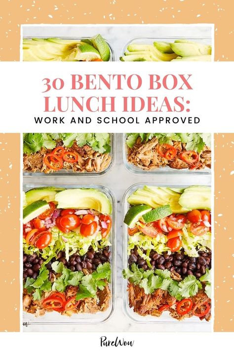 30 Bento Box Lunch Ideas That Are Work- and School-Approved Protein Bento Box Lunch, Colorful Lunch Ideas, Sandwich Bento Lunch Boxes, Bentobox Lunch For Adults, High Protein Bento Box Lunch, High Protein Bento Box Ideas, Adult Bento Boxes, Lunch Ideas Work, Adult Lunch Box Ideas