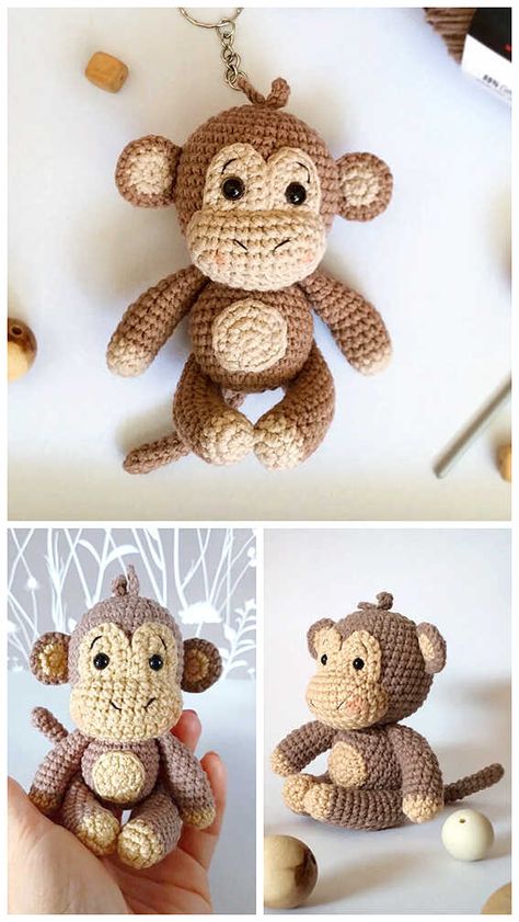 Amigurumi Keychain Free Pattern, Crochet Keychain Patterns, Crochet Monkey Pattern, Keychain Patterns, Crochet Keychains, Amigurumi Keychain, Blooming Bouquet, Keychain Pattern, Crochet Monkey