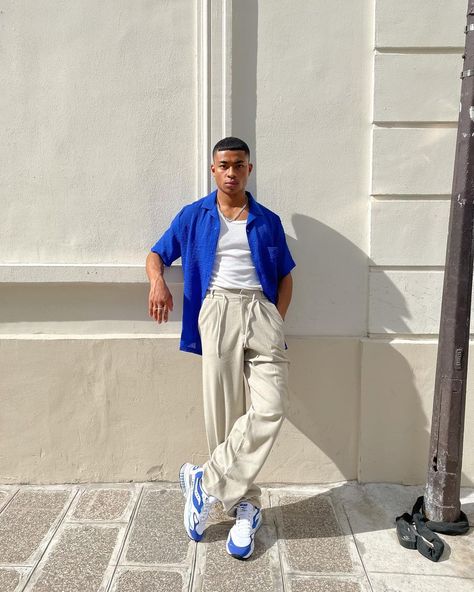 Taryl Boothe, All Blue Outfit, Blue Outfit Men, Thailand Outfit, Men's Outfits, Outfit Grid, Men Fashion Casual Outfits, Swaggy Outfits, Blue Outfit