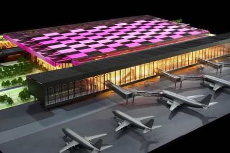 Model Making of Kokata Airport  for RMJM Architects  Scale 1:500 Airport Diorama, Airport Ideas, Car Top View, Minecraft City Buildings, Airplane Models, Block Layout, Airport Design, Architectural Model, Minecraft City