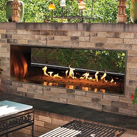 Outdoor Gas Fireplace, Outdoor Fireplace Designs, Linear Fireplace, Backyard Fireplace, Diy Pergola, Fire Glass, Fireplace Design, Outdoor Fireplace, Outdoor Fire