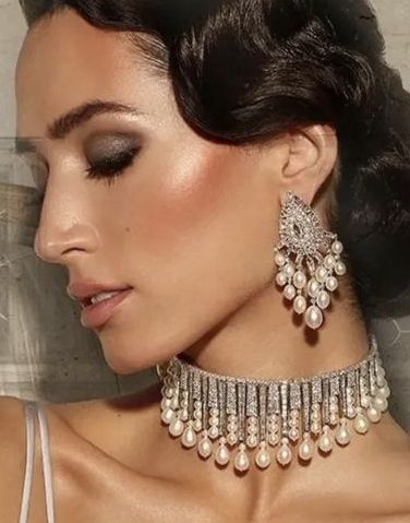 Polki Pearl Necklace, Jewellery Concept, Bridal Jewelry Sets Brides, Bridal Diamond Necklace, Neck Pieces Jewelry, Diamond Jewelry Set, Designer Diamond Jewellery, Choker Collar Necklace, Pearl Necklace Designs