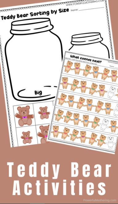 Teddy Bear Math | Free Homeschool Deals © Bear Activities Preschool, Bear Theme Preschool, Hibernation Preschool Activities, Printable Teddy Bear, Bear Activities, Bears Preschool, Free Math Printables, Teddy Bear Day, Homeschool Preschool Curriculum