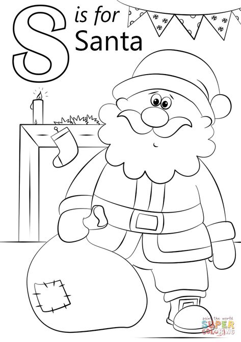 S Is For Santa Preschool Craft, S Is For Santa, Santa Coloring, Beach Coloring Pages, Santa Coloring Pages, Kindergarten Coloring Pages, The Letter S, Abc Coloring Pages, Preschool Coloring Pages