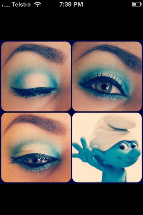 Blue smoky eye #smurfs #makeup Addams Makeup, Smurf Costume, Wednesday Addams Makeup, The Smurfs, Halloween Makeup Tutorial, Makeup Style, Beauty Eyes, Blue Eye, Makeup Guru