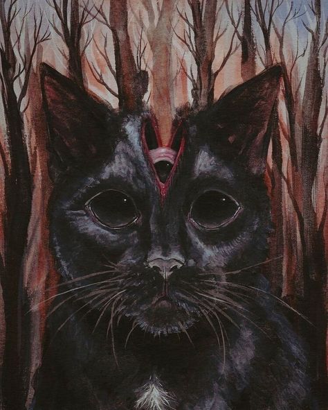 Art Sinistre, Evil Cat, Creepy Cat, Arte Peculiar, Arte Punk, Art Noir, Art Mignon, Dark Art Drawings, Scary Art