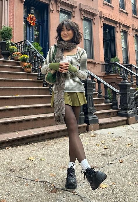 90s Layered Outfits, Outfits With Tights Aesthetic, Indie Work Outfit, Small Scarf Outfit, Best Dressed Ashley, Bestdressed Ashley, Ashley Best Dressed, Professional Overthinker, Basic Necessities