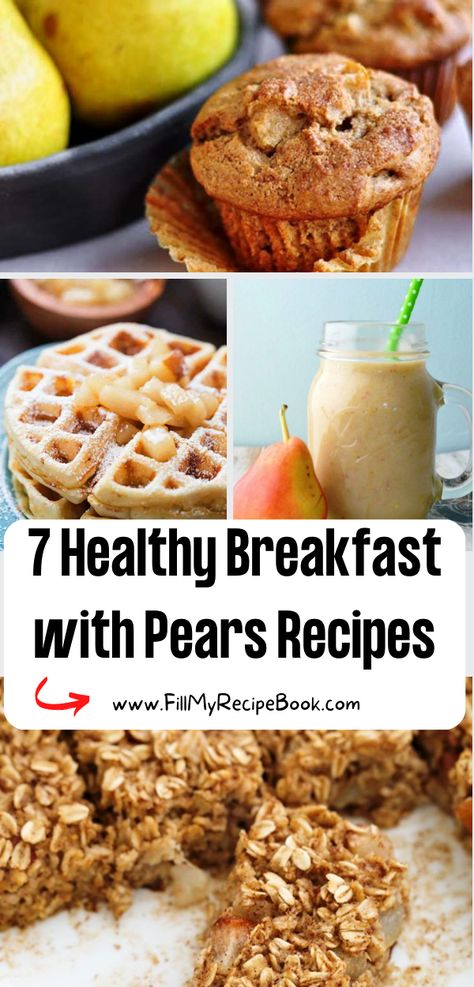 Oatmeal Bars Healthy Breakfast, Oatmeal Bars Breakfast, Pear Recipes Healthy, Pears Recipes, Pear Smoothie Recipes, Pear Recipes Easy, Vanilla Smoothie Recipes, Muesli Bar Recipe, No Bakes