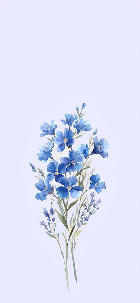 Larkspur Flower Aesthetic, Simple Wallpapers Blue, Flower Aesthetic Wallpaper, Wallpapers Blue, Larkspur Flower, Digital Graphics Art, Baby Blue Wallpaper, Cute Simple Wallpapers, Simple Wallpapers