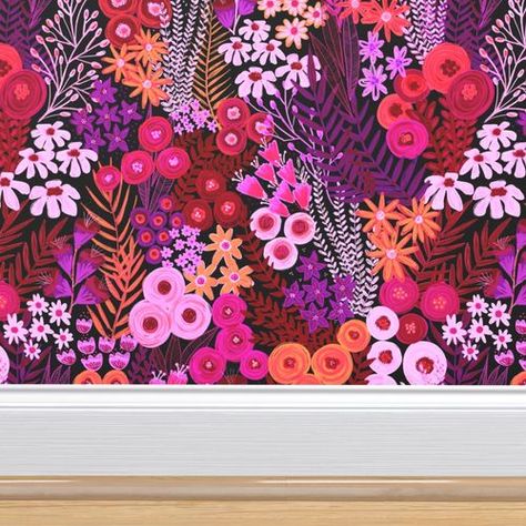 Jewel Tone Wallpaper, Pink Jewels, Wallpaper Designs, Vibrant Flower, Rug Pillow, Jewel Tones, Floral Wallpaper, 1 Million, Dahlia