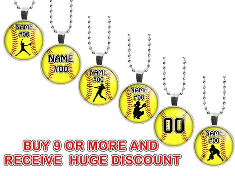 "Softball Jewelry * Softball Mom * Softball Life * Sports Jewelry * Mother's Day Gift * Personalized Number Necklace * Gift Idea For Her * Softball Mama Present * Gift For Grandmother * Personalized Mom Gift Set * Custom Mom Jewelry * Family Necklace * Kids Names Jewelry Customized girls softball necklace with name and number. This personalized softball name necklaces will make a unique accessory to wear on game days to show your support. The pendants can be personalized with any name and/or num Softball Trophy, Softball Mom Gifts, Softball Jewelry, Softball Team Gifts, Softball Necklace, Team Mom Gifts, Softball Pitcher, Softball Catcher, Softball Life