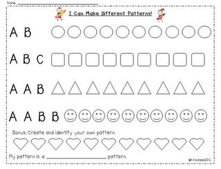 Mrs. Albanese's Kindergarten Class: CAN you SEE a PATTERN? Patterns Kindergarten, Kindergarten Numeracy, Preschool Pattern Worksheets, Patterning Kindergarten, Teaching Patterns, Preschool Patterns, September School, Schoolhouse Rock, Teaching Crafts