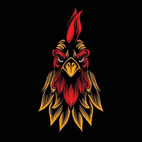 Rooster Logo Design, Angry Rooster, Tattoos Pets, Pet Tattoo Ideas, Rooster Head, Rooster Vector, Rooster Silhouette, Rooster Tattoo, Tato Tradisional