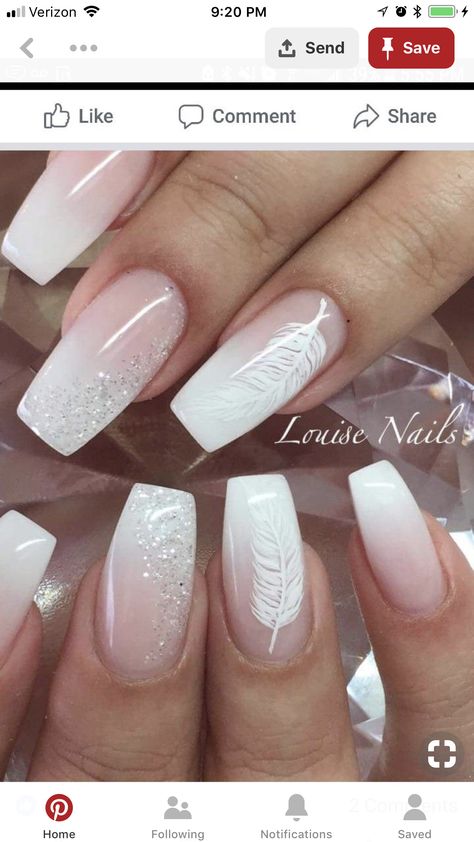 2019 Nails, Feather Nails, Unghie Sfumate, Elegant Nail Designs, Polka Dot Nails, Dots Nails, Wedding Nails Design, Nails Wedding, Nail Art Wedding