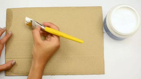 Drawing On Cardboard Artworks, How To Paint Cardboard Boxes, Painting On Cardboard Acrylics, Painting Cardboard Boxes Ideas, Painting On Cardboard Ideas, How To Paint Cardboard, Paintings On Cardboard, Paint Cardboard Boxes, Painting Cardboard Boxes