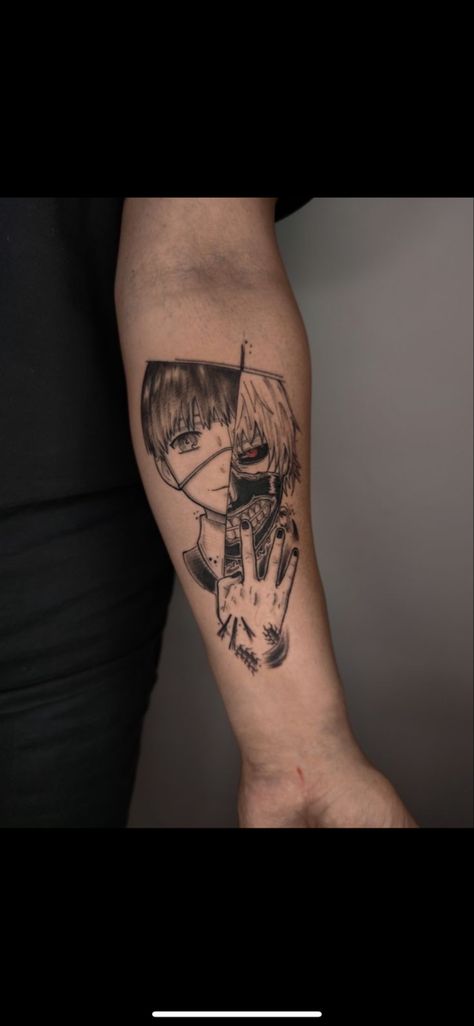 Ken Kaneki Tattoo, Tokyo Ghoul Tattoo Ideas, Kaneki Tattoo, Fye Tattoos, Tokyo Ghoul Tattoo, Pink Flower Tattoos, Body Tattoo Design, Hidden Tattoos, Forearm Sleeve Tattoos