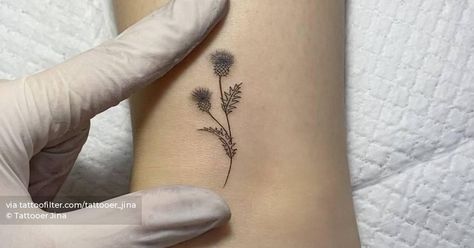 Thistle flower tattoo on the ankle Thistle Wrist Tattoo, Scottish Thistle Tattoos, Fine Line Thistle Tattoo, Thistle Flower Tattoo, Scottish Thistle Tattoo, Thistle Tattoo, Scottish Culture, Thistle Flower, Scottish Thistle