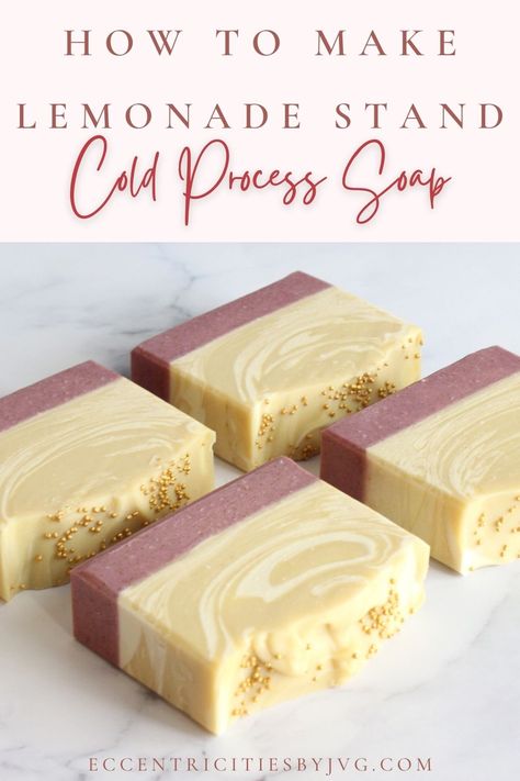 How to Make Perfect for Summer Lemonade Stand Cold Process Soap DIY Soap Making Recipes Cold Process, Cold Process Soap Techniques, Cold Press Soap Recipes, Homemade Cold Process Soap, Cold Process Soapmaking, Milk Soap Recipe, Soap Design Ideas, Cold Process Soap Designs, Cold Pressed Soap