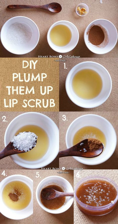 DIY How To Make Exfoliating Lip Scrub For Plumper Lips Cinnamon Honey Diy Natural Lip Scrub, Homemade Lip Plumper Recipes, Homemade Lip Scrub And Plumper, Lip Plumper Diy, Honey For Lips, Easy Lip Scrub Recipes, Beauty Hacks Lip Scrub, Diy Lip Scrub Without Honey, Cinnamon Lip Plumper