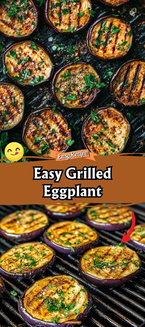 Discover the smoky and tender flavors of Grilled Eggplant, brushed with olive oil and seasoned with herbs. This grilled delight is a fantastic vegetarian option that can be enjoyed on its own or as part of a larger feast. #GrilledEggplant #VegetarianBBQ #HealthyGrilling Eggplant On Grill, Grilled Eggplant Recipes, Cooking Eggplant, Vegetarian Grilling, Eggplant Recipes Easy, Vegetarian Bbq, Hearty Lunch, Vegan Bbq, Grilled Eggplant