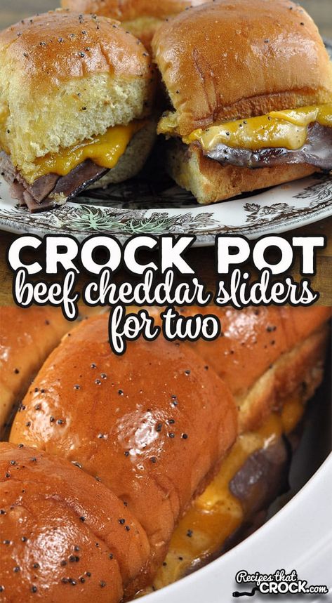 If you need a quick and easy recipe that you will give you delicious sliders, you don't want to miss these Crock Pot Beef Cheddar Sliders for Two! via @recipescrock Crockpot Sliders Recipes, Crockpot Sliders, Sliders Recipes, Crock Pot Beef, Beef Sliders, Slider Recipes, Hawaiian Rolls, Crockpot Beef, Cooking For Two