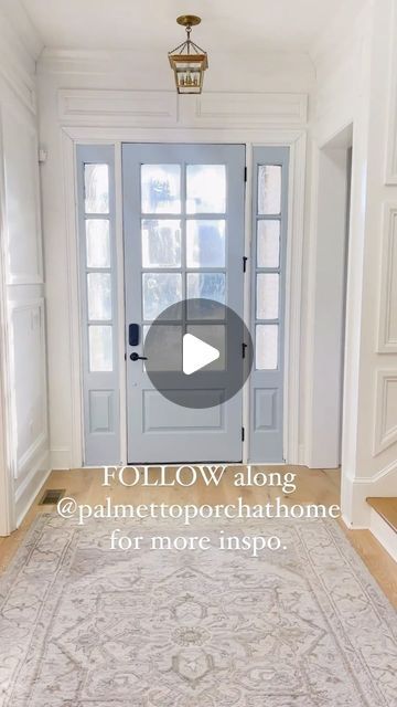 Amy - Classic Coastal Decor & Preppy Style 💙🤍 on Instagram: "✨SAVE this to reference for later.✨ I couldn’t resist this audio - but seriously - I fully regret not painting this door 4 years ago when we moved in after building our home. The dark stain just never felt like “our home” and it drove me crazy every single time I walked by it. 😝 However we aren’t allowed to paint our front door in our HOA and I kept getting told I couldn’t paint over the wood stain and that I could never go back to the stain…blah blah blah. But I finally decided just to ignore all that and go for it. 🙌🏻 And I had analysis paralysis over the paint color - but I finally landed on: Sherwin Williams Honest Blue at 75% strength (using Benjamin Moore Advanced paint line) I will do a DIY paint tutorial on the do Sherwin Williams Blue Door Colors, White House With Light Blue Door, Sw Honest Blue, Sherwin Williams Honest Blue, Honest Blue Sherwin Williams, Cinderella Bathroom, Classic Southern Home, Grand Millennial Home, 1 Bedroom House Plans