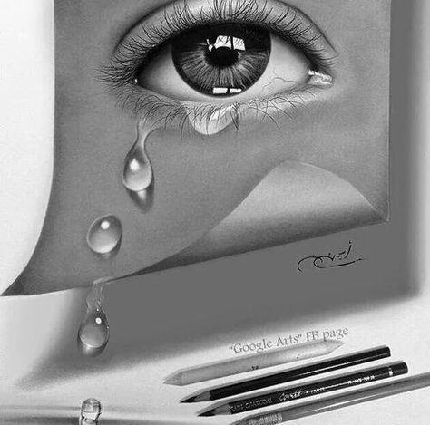 Crying Eye by aymanarts Eye Pencil Drawing, Beautiful Pencil Drawings, Tears Art, Realistic Pencil Drawings, Eyes Artwork, Eye Sketch, Cool Pencil Drawings, Dark Art Drawings, Pencil Art Drawings