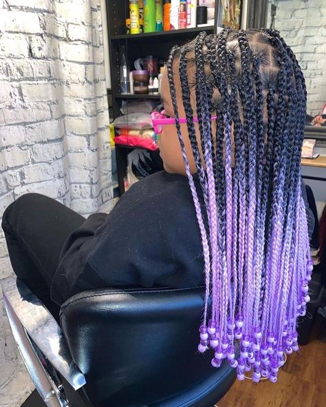 Lil Girl Hairstyles Braids, Lemonade Braids For Kids, Braids Hairstyles For Kids, Kids Braids With Beads, Black Kids Braids Hairstyles, Purple Braids, Gorgeous Braids, Lil Girl Hairstyles, Kid Braid Styles