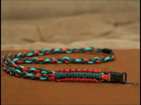 20+ DIY Paracord Neck Lanyard Patterns & Tutorials Paracord Lanyard Diy, How To Make Lanyards, 4 Strand Round Braid, Lanyard Diy, Lanyard Tutorial, Survival Belt, Fishing Lanyard, Knot Keychain, Paracord Projects Diy