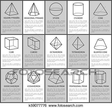 Figures Set, Sphere and Cone, Cube and Cuboid View Large Clip Art Graphic Math Revision, Earth Element Symbol, Water Element Symbol, Square Prism, Solid Figures, Hipster Illustration, Platonic Solids, Structural Drawing, Triangular Prism