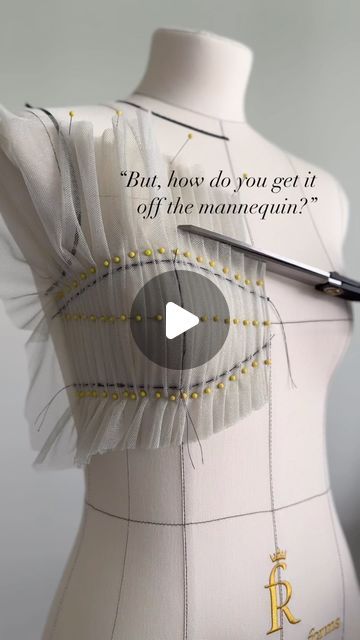 Teagan Jacobs on Instagram: "When draping on the dress form I often get asked “but how do you get it off the mannequin?”. And the answer is usually- hand sewing. Full disclosure I was never technically taught on how to do this, but this is the technique I use. If I’m working with a sheer fabric and can’t use a pen or pencil (which is what I would typically use) then hand sewing acts as my pencil! Here I’m doing a basting stitch on the seam allowance and the apex of the bust. I then use lots of steam directly on the dress form, which helps hold the pleats in place. Now I can remove it from the dress form and continue working on my garment. What do you think of this technique? Is it something you’ve done before or would like to try? 🏹 #teaganjacobs ✨ Mannequin is gifted from @royaldressform Pencil Dress Sewing Pattern, Diy Sewing Mannequin, Diy Mannequin Form, Fabric Draping Techniques, Draping Techniques Tutorials, Mannequin Diy, Basting Stitch, Drape Pattern, Draping Techniques