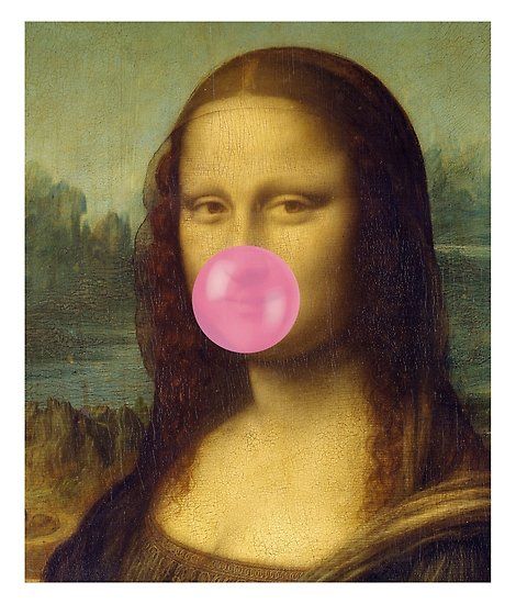 Mona Lisa, taking a break from modeling, enjoys a chew. • Also buy this artwork on wall prints, apparel, stickers, and more. Mona Lisa Parody, John Bauer, Alfons Mucha, Carl Larsson, Modern Framed Art, Art Couple, Poster Shop, Peter Paul Rubens, Funny Posters