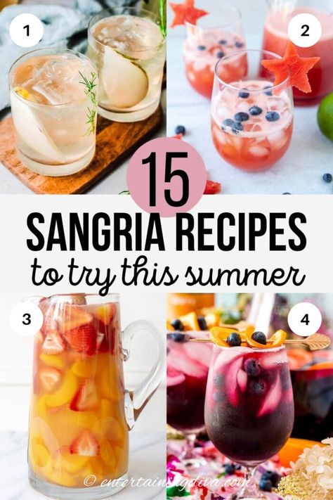 Made with wine and fruit, these summer sangria recipes are some of the best summer cocktails for an outdoor garden party, summer baby shower or bridal shower. They're light and refreshing. And look so pretty in a pitcher or drink dispenser. Strawberry Lemonade Sangria, Blueberry Sangria, Summertime Sangria, Wine And Fruit, Lemonade Sangria, Summer Sangria Recipes, Watermelon Sangria, Fruit Sangria, Sangria Cocktail