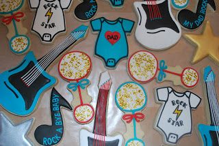 The Doughmestic Housewife: Airplanes Glitter Gender Reveal, Star Baby Shower Theme, Pregnancy Gender Reveal, Dad Baby, Reveal Ideas, Decorated Cookies, Sugar Cookies Decorated, Shower Cakes, Rock Star