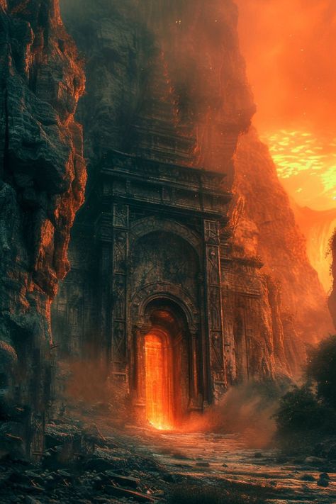 Volcanic City Fantasy Art, Volcanic Island Fantasy Art, Hell Concept Art, Haunting Beauty, Fantasy World Map, Gates Of Hell, New Background Images, Background Images For Quotes, The Haunting