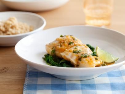 Thai-Style Halibut with Coconut-Curry Broth Recipe | Ellie Krieger | Food Network Curry Halibut, Ellie Krieger, Halibut Recipes, Thai Coconut, Broth Recipes, Cooking Channel, Coconut Curry, Thai Style, Thai Food