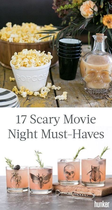 The devil is in the details! Get your home ready for a scary movie night with these festive and fun items you will use over and over again. Halloween Movie Night Party, Movie Night Party Favors, Scary Movie Night, A Scary Movie, Horror Movie Night, Halloween Movie Night, Movie Night Snacks, Spooky Night, Movie Snacks