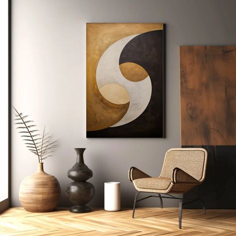 Boho Yin Yang Abstract Art Digital Download Printable Wall - Etsy Ying Yang Painting, Yin Yang Abstract, Spiritual Poster, Milan Apartment, Abstract Art Digital, Diy Nightstand, Gold Leaf Painting, Dec 26, Ying Yang