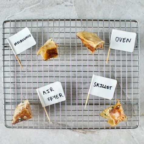 Exactly How To Reheat Potstickers - I Test 4 Methods [Pics] Frozen Potstickers, Pot Stickers, Freezer Burn, The Next Day, Foods To Eat, Microwave Oven, Baking Sheet, Tray Bakes, Air Fryer