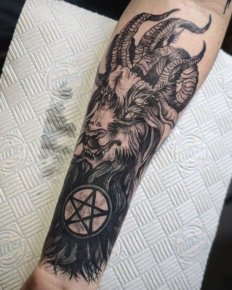 Baphomet tattoo Baphomet Tattoo Design, Satanic Tattoo Ideas, Tattoo Satanic, Satanic Tattoo Design, Baphomet Tattoo, Satanic Tattoo, Pelvic Tattoos, Satanic Pentagram, Satanic Tattoos